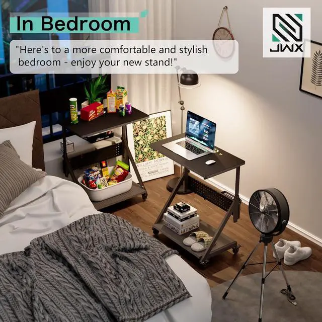 Alt view image 3 of 7 - JWX Computer Tower Floor Stand,5-Step Height Adjustment pc Tower Stand, 2-Tier Case CPU Holder Gift Cart with Rolling Wheels, Upgrade Pegboard Storage Kit *7 & Mouse Pad, Black