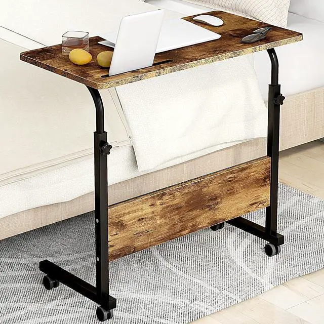 Alt view image 2 of 7 - SDHYL Mobile Stand Up Desk Adjustable Laptop Desk with Wheels, 31.5 Inch Workstation Laptop Desk Student Desk Sit Stand Desk, Mobile Ends Desk, Rustic Brown