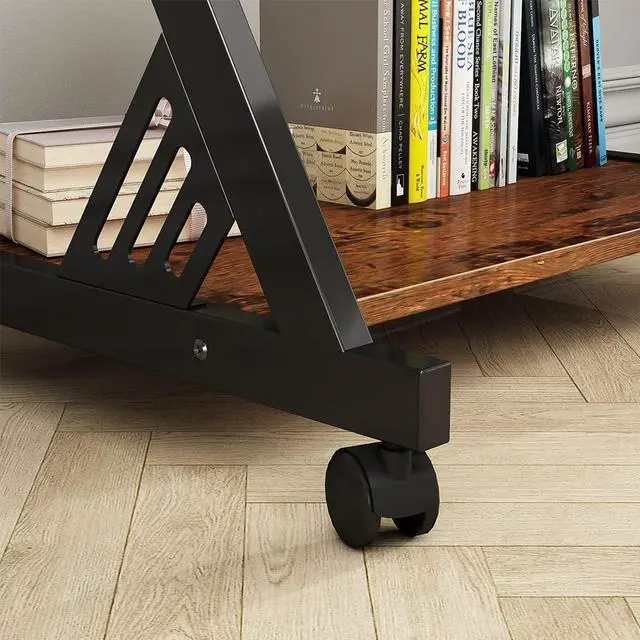 Alt view image 5 of 6 - ALISENED Computer Desk for Small Spaces,23.6" Z-Shaped Compact Study Table with Smooth Keyboard Tray,with Wheels and Bottom Shelves for Home OfficeComputer Cart Mobile Laptop Cart