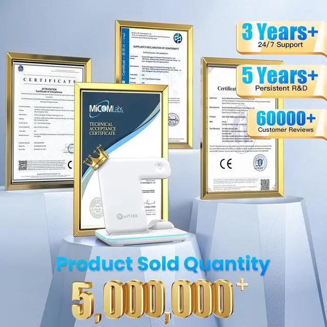 Alt view image 2 of 7 - Wireless Charger 3 in 1, 15W Fast Charging Station for Apple Watch 9/8/Ultra 2/Ultra/SE/7/6/5/4/3/2, for AirPods 3/2/1/Pro/Pro 2, for iPhone 15/14/13 /Plus/Pro/Pro Max/12/11/X/Xr/XS/8 (White)