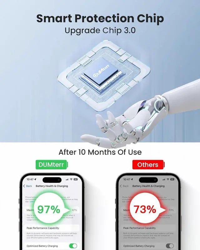 Alt view image 3 of 7 - DUMTERR 3 in 1 Wireless Charger for iPhone 16/15/14/13/12,Wireless Charging Station for Apple Devices, Charging Stand for Apple Watch Series 10, for AirPods 4 (Black)