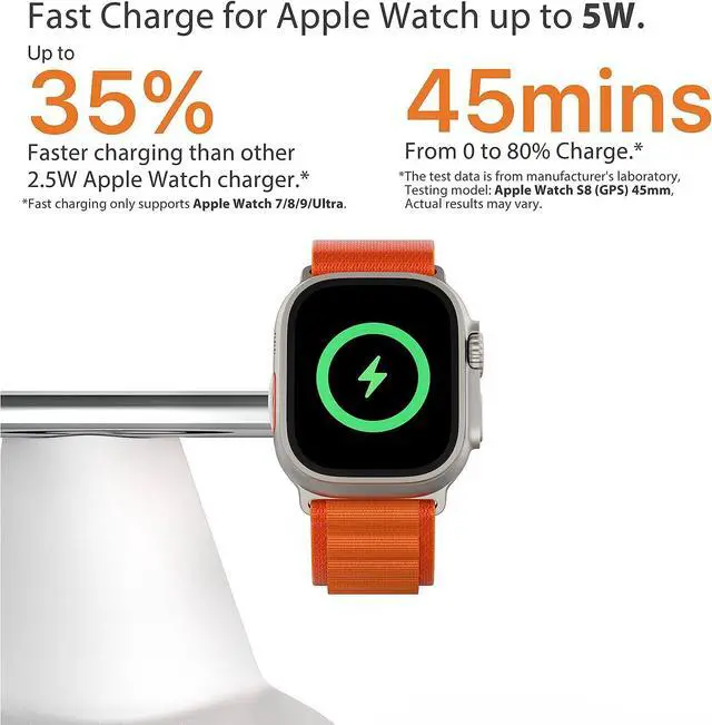Alt view image 4 of 7 - 3 in 1 Charging Station for Apple Devices,Mag-Safe Charger Stand Fast Charging,Wireless Charger for iPhone 15/14/13/12 Series,Apple Watch Series 1-9/Ultra,AirPods Pro(30W USB Charger Included)