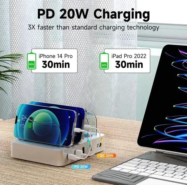 Alt view image 3 of 7 - USB Charging Station - Charging Dock - 4-Port - Fast Charging Station for Multiple Devices - Docking Station - Smart Charging Station Dock - Multi Charging Station for Cell Phones and Tablets
