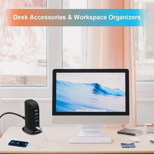 Alt view image 7 of 7 - USB C Charger Block Chargers for Multiple Devices Dual Type C 45W Total 6 Ports USB Charging Station for iPhone Ipad Iwatch Desk Accessories & Workspace Organizers