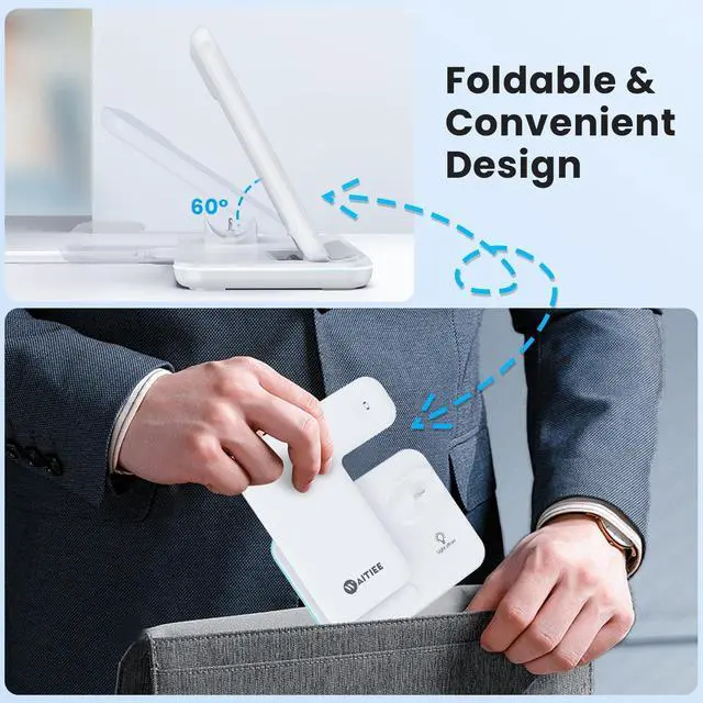 Alt view image 4 of 7 - Wireless Charger 3 in 1, 15W Fast Charging Station for Apple Watch 9/8/Ultra 2/Ultra/SE/7/6/5/4/3/2, for AirPods 3/2/1/Pro/Pro 2, for iPhone 15/14/13 /Plus/Pro/Pro Max/12/11/X/Xr/XS/8 (White)