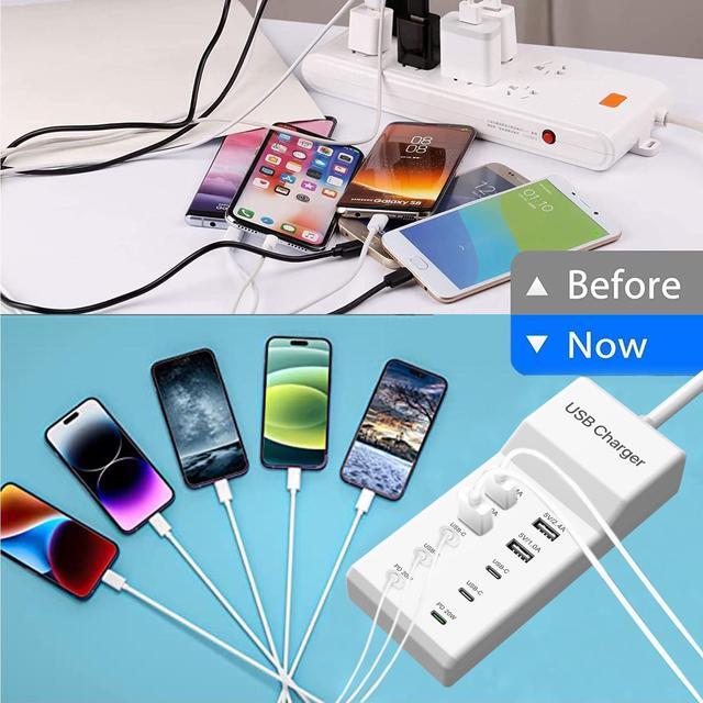 Alt view image 5 of 7 - USB C Charging Station,10 Ports USB C Charger Dock Desktop 100W Multi Port with PD Fast Charger, Compatible with iPhone 14/13/12/11/ S23/S22/S21/Tablet/Watch/Headphones