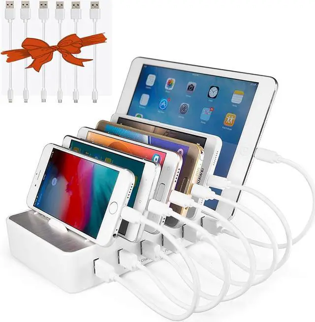 Main image of Fast Charging Station for Multiple Devices,50W 6 USB Ports Family Charger Compatible with Apple iPhone iPad and Android Phone and Tablet