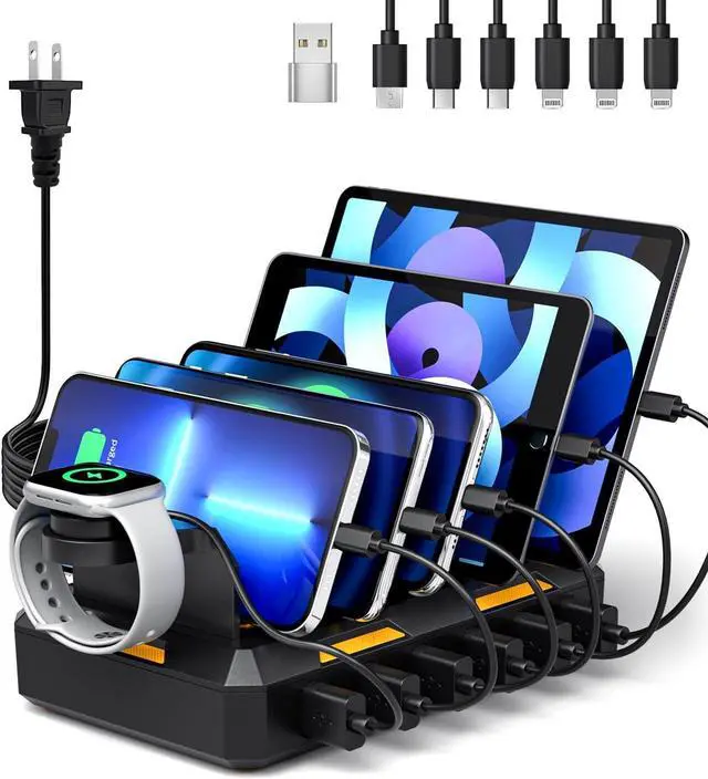 Main image of Charging Station for Multiple Devices, Honcila 6 in 1 Multi Charger Station Charging Dock for Cellphone Tablet iPhone iPad and More - 50W Charging Station Organizer with 6 Mixed Charging Cables