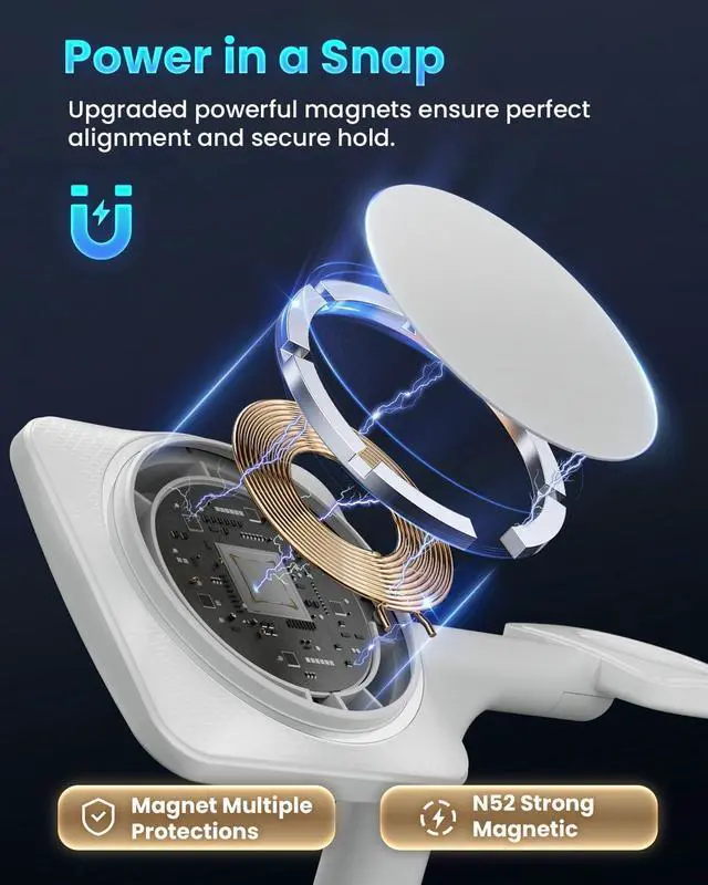 Alt view image 3 of 7 - 3-in-1 Foldable Charger Stand for MagSafe: JoyGeek Wireless Charging Station for iPhone 15/14/13/12 Pro Max Plus Mini, Magnetic Mag-Safe Dock for Apple Watch Ultra/SE/9/8/7/6/5/4/3/2, Air Pods Pro/3/2