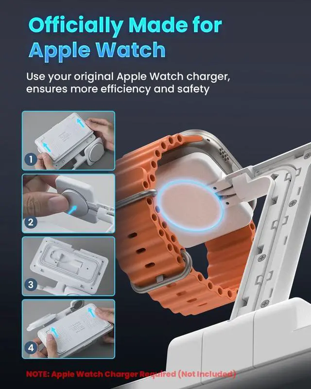Alt view image 6 of 7 - 3-in-1 Foldable Charger Stand for MagSafe: JoyGeek Wireless Charging Station for iPhone 15/14/13/12 Pro Max Plus Mini, Magnetic Mag-Safe Dock for Apple Watch Ultra/SE/9/8/7/6/5/4/3/2, Air Pods Pro/3/2