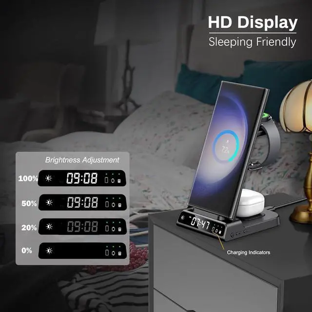 Alt view image 3 of 7 - Wireless Charger for Samsung Devices, 4 in 1 Samsung Charging Station for Galaxy S23 Ultra/Z Fold5/Z Flip5/S23/S22 Ultra/S22, Galaxy Watch Charger for Galaxy Watch 6/6 Classic/5/5 Pro/4, Galaxy Buds 2