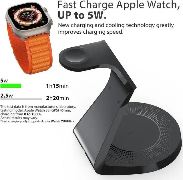 Alt view image 2 of 6 - 3 in 1 Charging Station for  Devices Mag-Safe Charger Stand Fast Charging Wireless Charger for iPhone 16/15/14/13/12 Series & AirPods & iWatch(USB-C Charger Included)