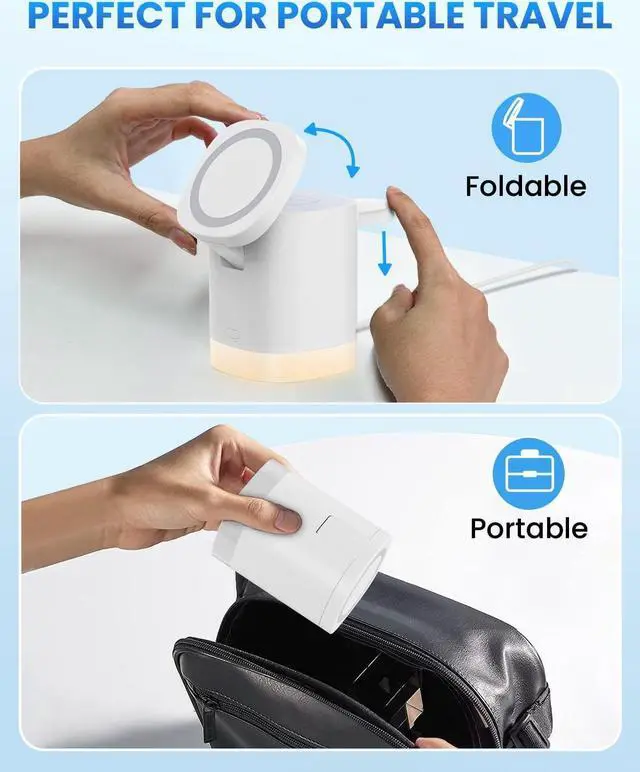 Alt view image 4 of 7 - Wireless Charging Station for iPhone Mag-Safe: 3-in-1 Foldable Charger Phone Stand Charger for iPhone 16/15/14/13/12 Pro/Max/Plus - for AirPods - for  Watch 2-10/Ultra