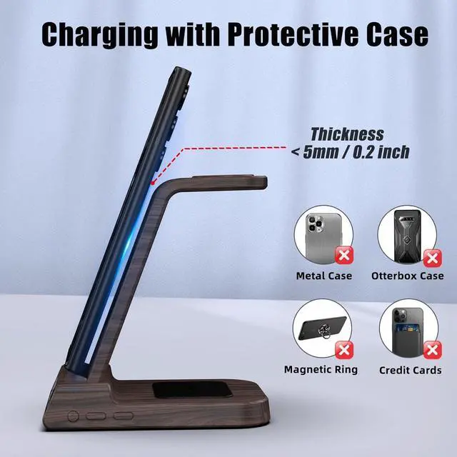 Alt view image 6 of 7 - Wireless Charger for Samsung Charging Station, 3 in 1 Android Phone Wireless Charger for Samsung Galaxy S24 Ultra/S23 Ultra/Z Flip 5/Fold 5/Buds, Charger for Galaxy Watch 6/5 (for Samsung Watch Only)
