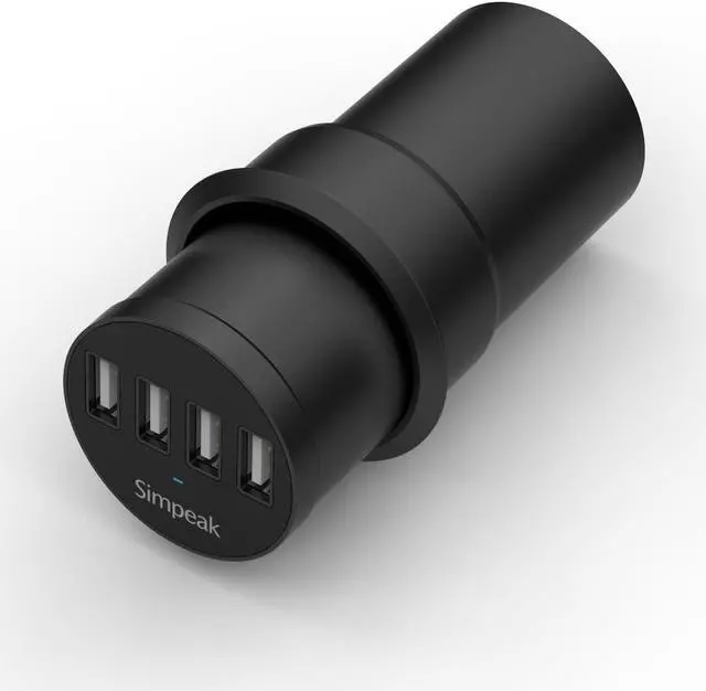 Alt view image 6 of 7 - Simpeak 30W 4-Port USB Desk Charger Desktop Charging Station Mounts on The 2.0"/2.4" Grommet Hole with Power Cable (Match 2pcs Grommet),C51 Black