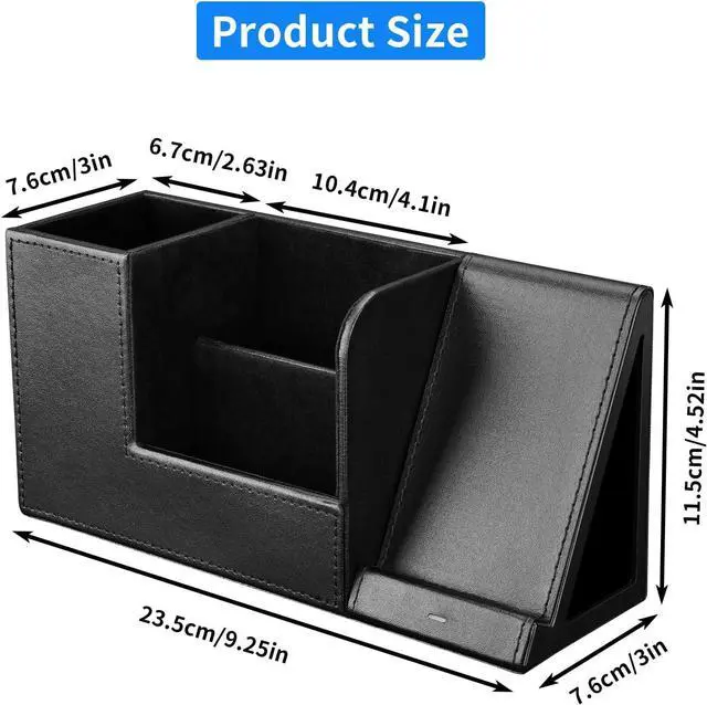 Alt view image 7 of 7 - Wireless Charger with Desk Organizer, Fast Charging Station for iPhone 15 14 13 12 11 Pro Max/Samsung Galaxy S23/S22/S21/S20/Z Flip/Fold 5, Desk Phone Charger Stand Office Desktop Organizer Leather