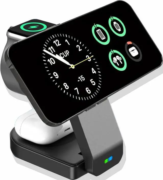 Main image of 3 in 1 Wireless Charging Station for Apple MagSafe Charger Multiple Devices,Magnetic Foldable 15W Fast Wireless Charger Stand for iPhone 15/14/13/12/Pro Max/Pro iWatch Ultra/9/8/7/6/5/4/3/2 AirPods