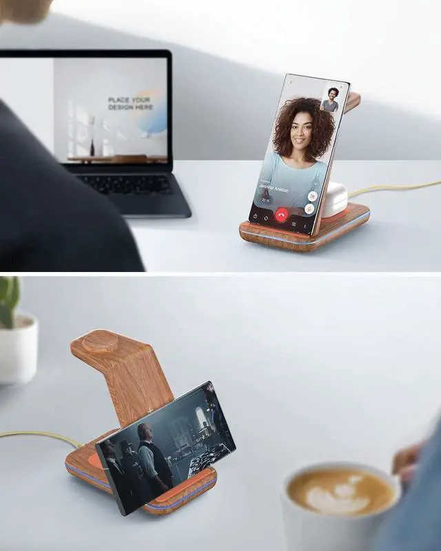 Alt view image 4 of 7 - Wireless Charger Station for Samsung Product: JoyGeek 3-in-1 Phone Charging Stand for Galaxy Watch7 Pro/4/3/Active2/1 - S24/S23 Ultra/S22/S21/S20/Note 20/ Z Fold&Flip - Buds 3 Pro