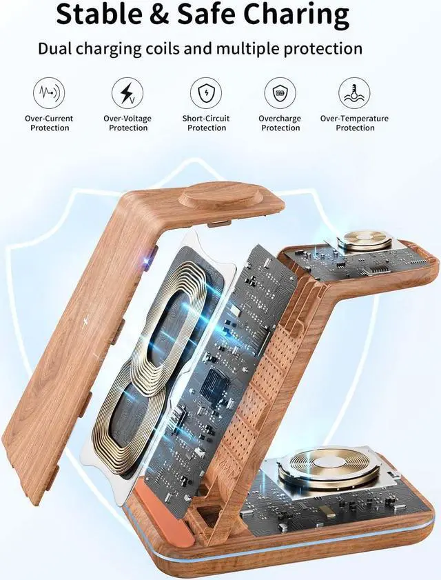 Alt view image 3 of 7 - Wireless Charger Station for Samsung Product: JoyGeek 3-in-1 Phone Charging Stand for Galaxy Watch7 Pro/4/3/Active2/1 - S24/S23 Ultra/S22/S21/S20/Note 20/ Z Fold&Flip - Buds 3 Pro