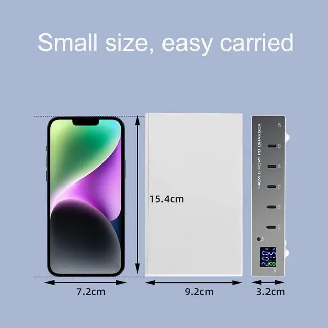Alt view image 3 of 6 - MaxLax 140W 6 Port PD USB C Charging Station,Portable Fast Charger with LCD Display Suitable for Multiple Devices