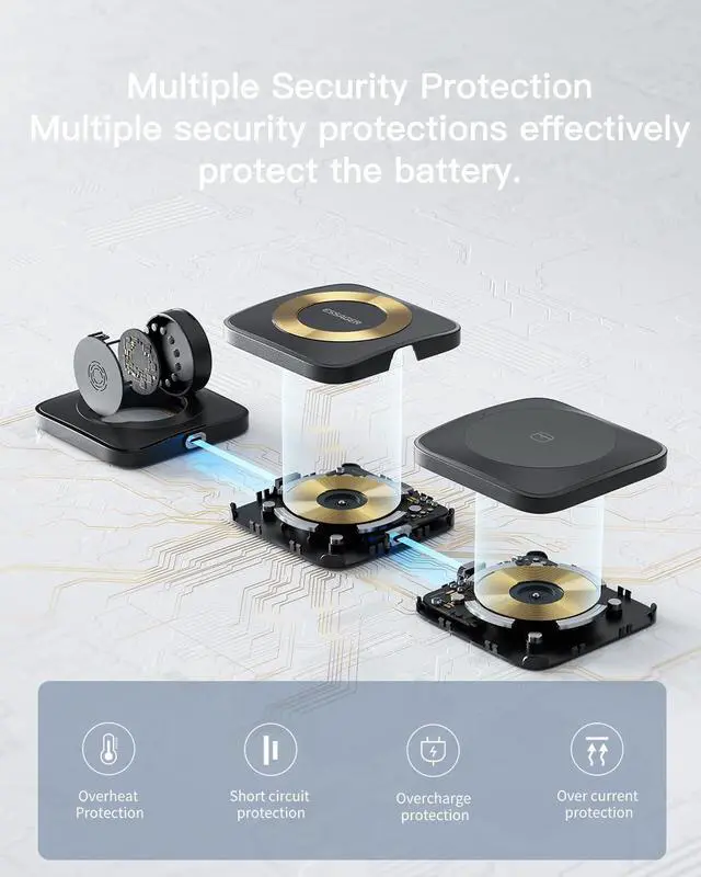 Alt view image 6 of 7 - 3 in 1 Wireless Charging Station Magnetic Detachable, Wireless Magnetic Charger for Apple, Compatible with iPhone 15/14/13/12, Airpods 3/2/Pro, iWatch(Black)