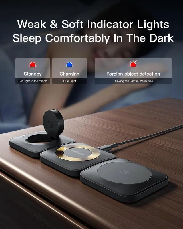 Alt view image 7 of 7 - 3 in 1 Wireless Charging Station Magnetic Detachable, Wireless Magnetic Charger for Apple, Compatible with iPhone 15/14/13/12, Airpods 3/2/Pro, iWatch(Black)