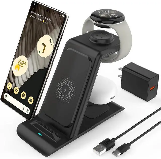 Main image of HATALKIN Upgraded Pixel Watch 2 Charger,3 in 1 Pixel Charging Station for Google Pixel 8/7/6 (pro)/7a/5/4,Pixel Buds Pro,Wireless Charger Stand for Multiple Devices with Adapter(Not for Pixel watch 1)