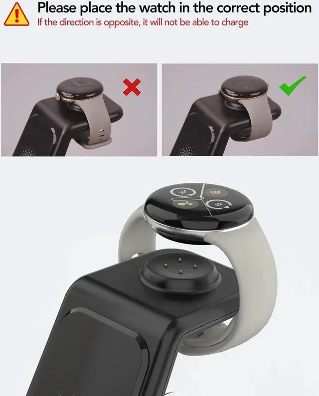 Alt view image 2 of 5 - HATALKIN Upgraded Pixel Watch 2 Charger,3 in 1 Pixel Charging Station for Google Pixel 8/7/6 (pro)/7a/5/4,Pixel Buds Pro,Wireless Charger Stand for Multiple Devices with Adapter(Not for Pixel watch 1)