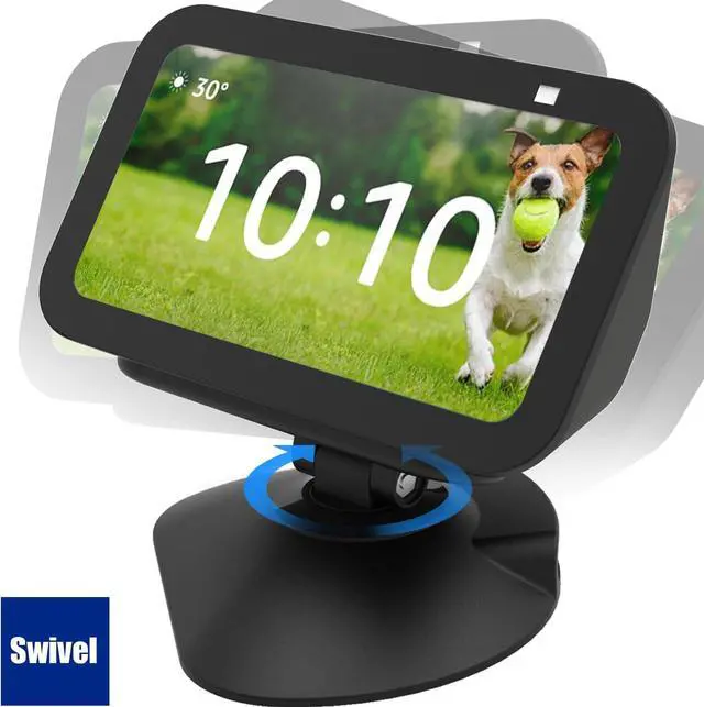 Alt view image 4 of 7 - Adjustable Stand for Echo Show 5 (3rd) with USB-C and USB Charging Port, Tilt + Swivel Charging Station with Strong Magnetic for Charge Your Cellphones and Earbuds (Black)