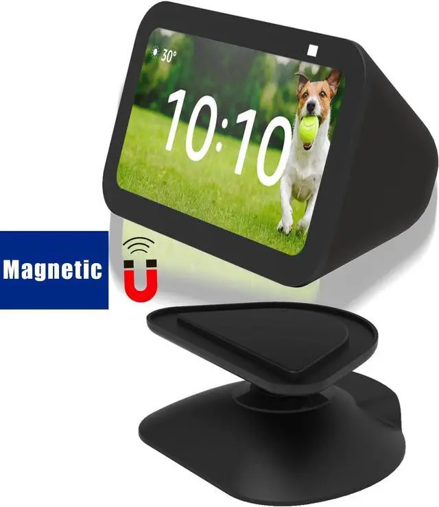 Alt view image 7 of 7 - Adjustable Stand for Echo Show 5 (3rd) with USB-C and USB Charging Port, Tilt + Swivel Charging Station with Strong Magnetic for Charge Your Cellphones and Earbuds (Black)