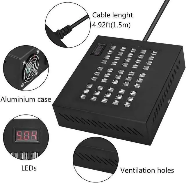 Alt view image 4 of 7 - USB Charging Station,100 Ports US Power Station Multi Port US Wall Charger Adapter Phone Noninterference Multiport Desktop USB Rapid Charger for Hotel School Shopping Malls