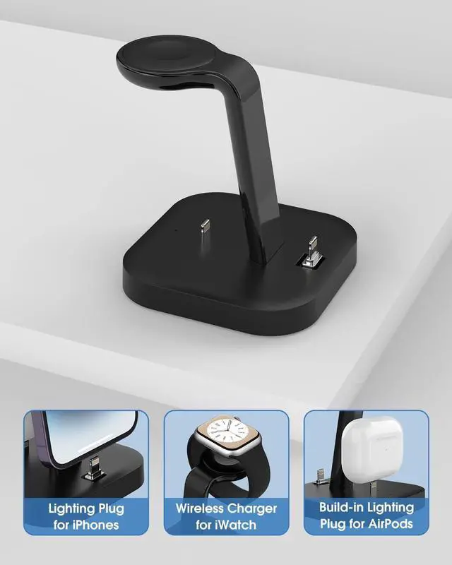 Alt view image 5 of 7 - Charger Stand for Apple Multiple Devices, Fanisic Wireless Charger for Apple iWatch 9/8/SE/7/6/5/4/3/2, Fast 3 in 1 Charging Dock/Station for iPhone 14/13/12/11/X/8/7/6/5Series AirPods Pro 2/Pro/3/2/1