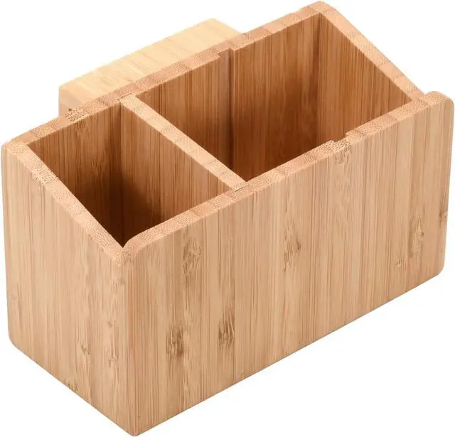 Alt view image 5 of 7 - MobileVision Bamboo Charging Station with Extension Compartment for Smartphones, Tablets, & Laptops Charging Dock Plus Stationary Item Holder