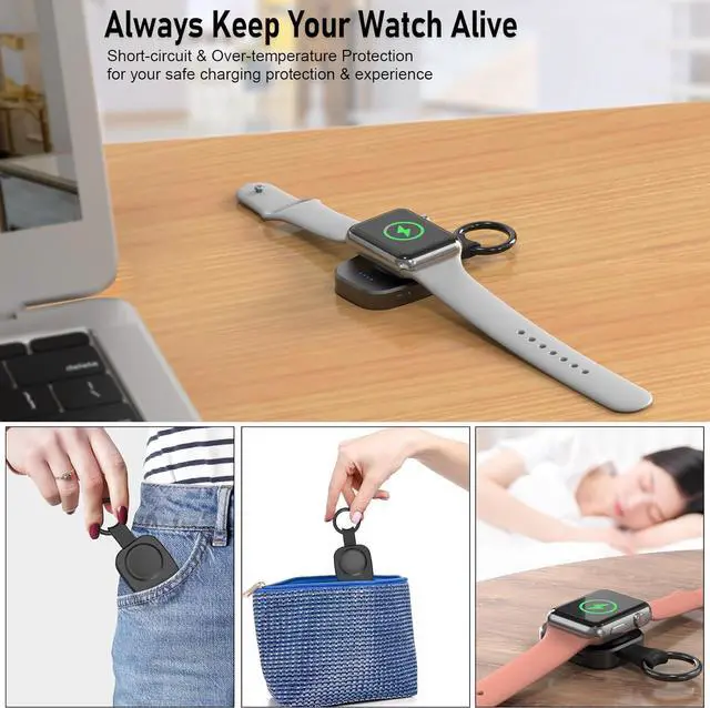 Alt view image 3 of 6 - Portable Wireless Charger for iWatch, Compact Magnetic 1200mAh Power Bank Keychain Style, Apple Watch Accessories Compatible for All Apple Watch Series
