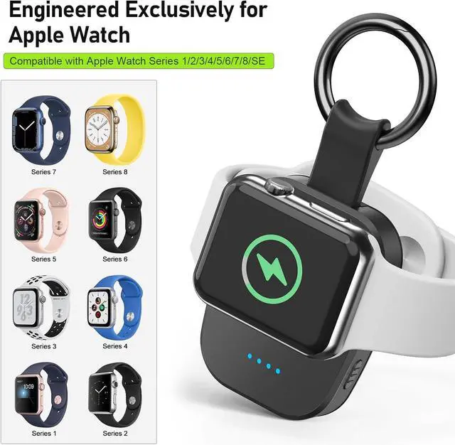 Alt view image 5 of 6 - Portable Wireless Charger for iWatch, Compact Magnetic 1200mAh Power Bank Keychain Style, Apple Watch Accessories Compatible for All Apple Watch Series
