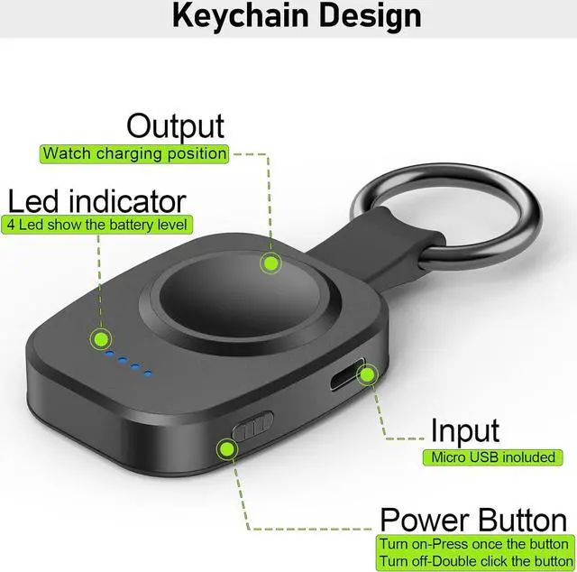 Alt view image 6 of 6 - Portable Wireless Charger for iWatch, Compact Magnetic 1200mAh Power Bank Keychain Style, Apple Watch Accessories Compatible for All Apple Watch Series