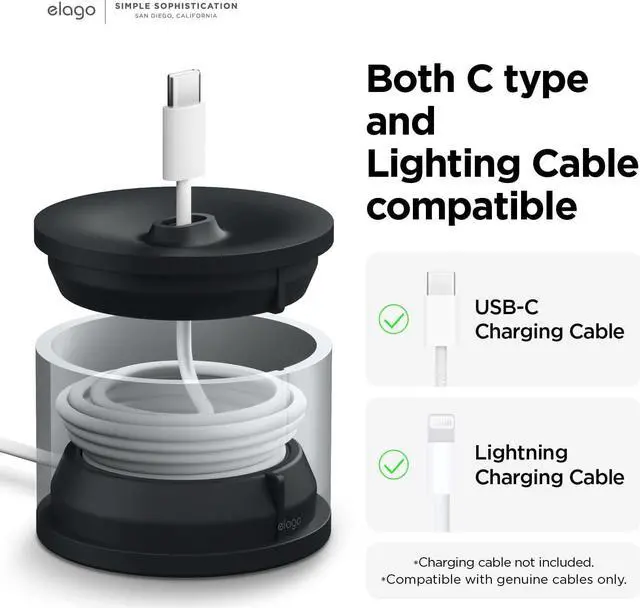 Alt view image 2 of 7 - elago D Stand Charging Station Compatible with Apple Devices - Charging Dock Compatible with Apple TV Remote, Compatible with iPhone and More, Premium Aluminum, Cable Required (Black)