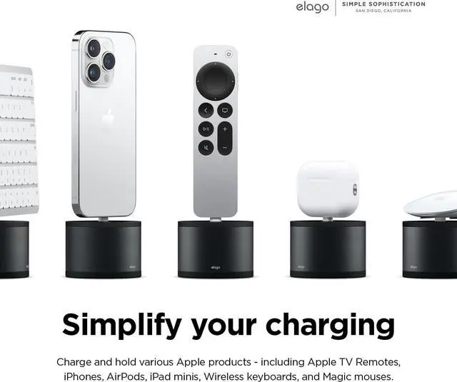 Alt view image 3 of 7 - elago D Stand Charging Station Compatible with Apple Devices - Charging Dock Compatible with Apple TV Remote, Compatible with iPhone and More, Premium Aluminum, Cable Required (Black)