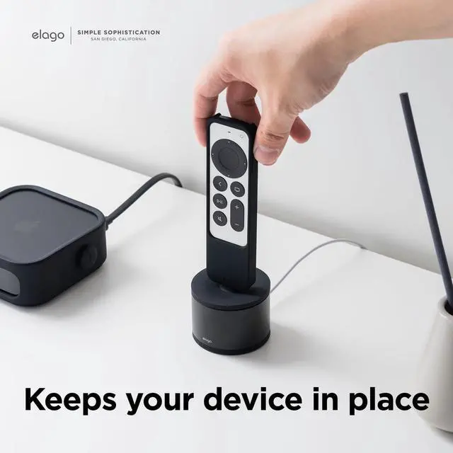 Alt view image 6 of 7 - elago D Stand Charging Station Compatible with Apple Devices - Charging Dock Compatible with Apple TV Remote, Compatible with iPhone and More, Premium Aluminum, Cable Required (Black)