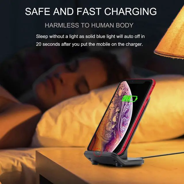 Alt view image 3 of 7 - Wireless Charging Station| Inductive Phone Charger| Charger Dock 15W Max| Wireless Charging Stand Compatible with iPhone 11 Pro Max XS XR XS Max 8 Plus Galaxy Note 10 Plus S10