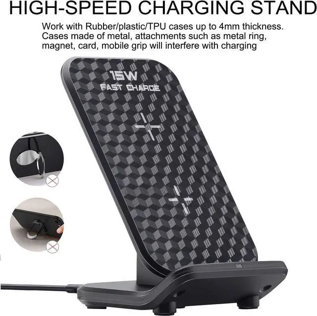 Alt view image 6 of 7 - Wireless Charging Station| Inductive Phone Charger| Charger Dock 15W Max| Wireless Charging Stand Compatible with iPhone 11 Pro Max XS XR XS Max 8 Plus Galaxy Note 10 Plus S10