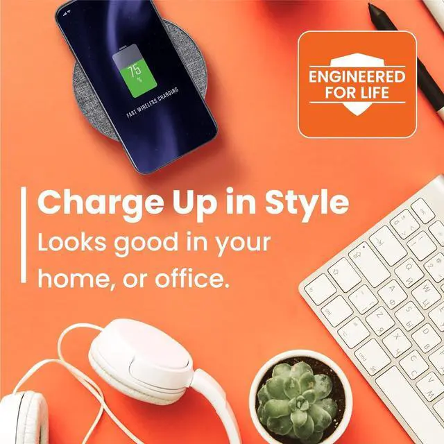 Alt view image 3 of 6 - Ventev Qi Wireless Chargepad Plus 10W | Compatible with Qi Enabled Devices | Includes 5ft Cable and Fast Wall Charger | Gray and White