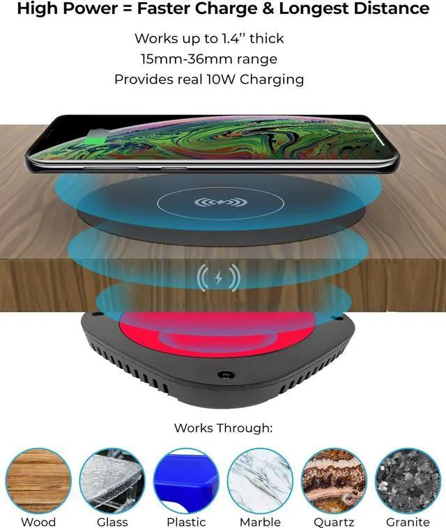 Alt view image 2 of 7 - T-35 Under Counter Wireless Charger