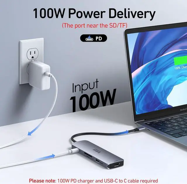 Alt view image 5 of 7 - USB C Docking Station Dual HDMI Monitor,USB C to Dual HDMI Adapter with 2 HDMI Ports,PD Charging,SD/TF,USB A&C 3.0 Ports,USB C Hub HDMI for  XPS/HP/Lenovo/Surface/Yoga etc