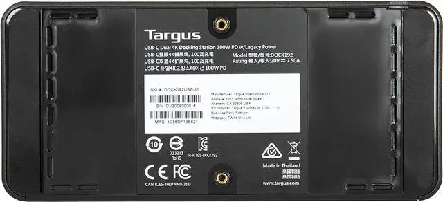 Alt view image 4 of 7 - Targus USB C Docking Station Universal DV4K, USB C Laptop Docking Station Dual Monitor 2 HDMI, with Legacy Host Power Kit, Works w/Operating Systems Like Windows, Mac, Android, iOS (DOCK182USZ)