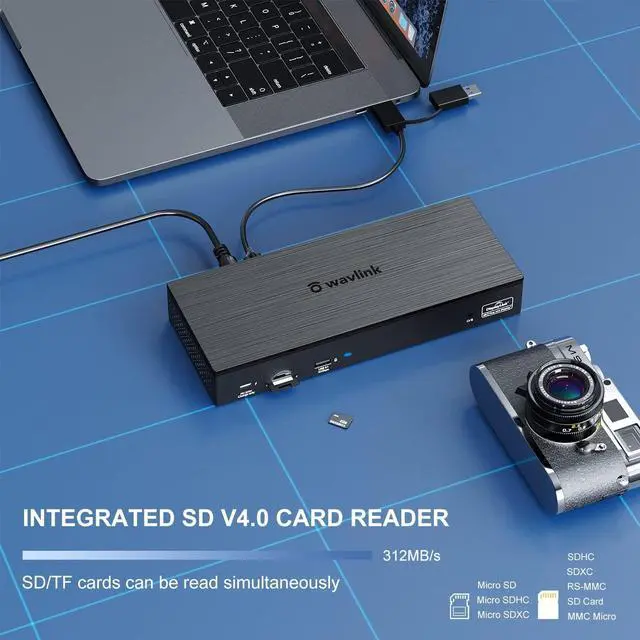 Alt view image 7 of 7 - WAVLINK 18-in-1 Quad Monitor USB C Docking Station with 4 HDMI, 4 Displayport, Compatible for Mac Windows Thunderbolt 4/3, 180W Power, 2.5G Ethernet, USB3.0, SD/TF, Audio/Mic (Quad Monitor Display)