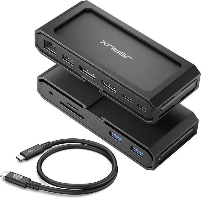 Main image of JSAUX USB-C Laptop Docking Station, 11-in-1 Dock with 8K@30Hz HDMI and DP, 100W PD, USB C and 3 USB A, Gigabit Ethernet, 3.5mm Audio, SD/TF Reader Compatible with Steam Deck, MacBook,ROG Ally-HB1101