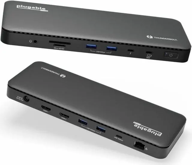 Main image of Plugable Thunderbolt 4 Dock with 100W Charging, Thunderbolt Certified, Laptop Docking Station Dual Monitor Single 8K or Dual 4K HDMI for Windows and Mac, 4X USB, Gigabit Ethernet (TBT4-UD5)