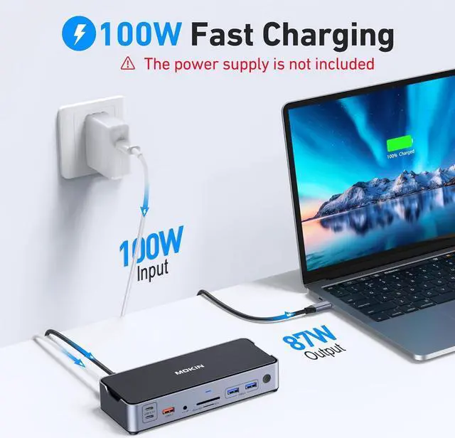Alt view image 6 of 7 - 8K USB C Laptop Docking Station,Docking Station 3 Monitors with 2*DP&1*HDMI Ports,15 in 1 USB C Dock for Dual/Triple Monitors,6 *USB A/C Ports,100W PD,Ethernet,SD&TF,Audio,for /HP/MacBook/Lenovo