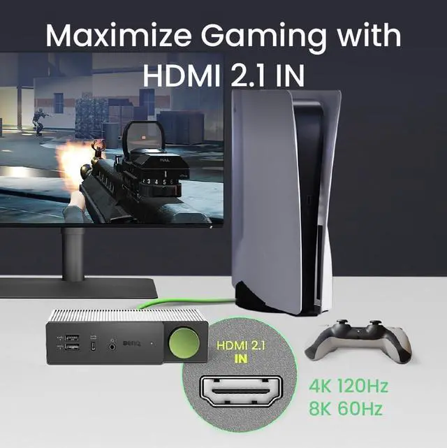 Alt view image 2 of 7 - BenQ beCreatus 13-in-1 USB C Hybrid Dock | Gaming Dock HDMI 2.1 | Dual Source Switch | 4K60Hz on 3 Monitors (Up to 8K60/4K120Hz) | HDR | Dolby | 100W Charging |Windows/Mac/PS5/Xbox/Steam Deck(DP1310)